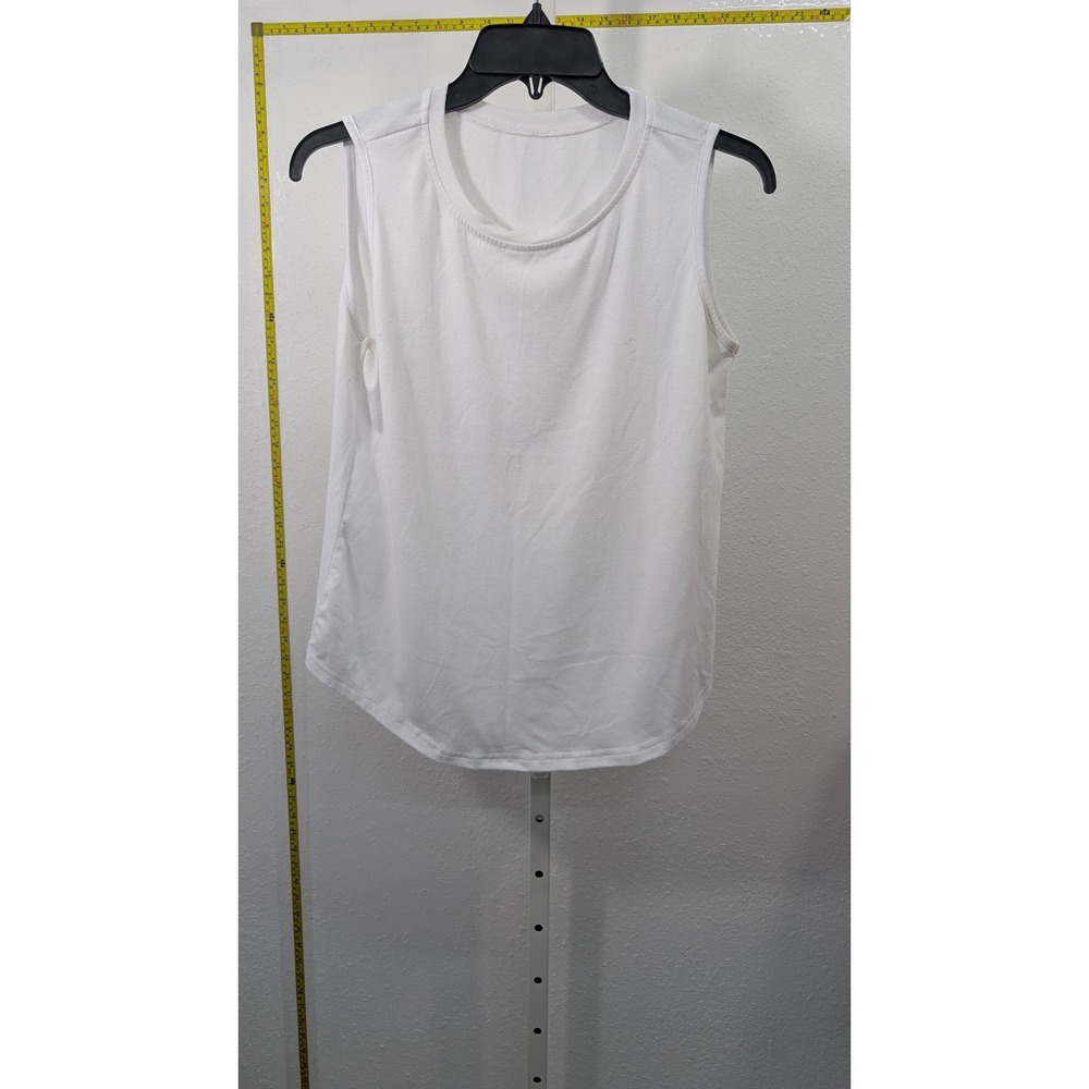 Unbranded White Muscle‎ Tank Top Sleeveless Crew Neck Curved Hem Mens Small